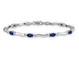 1.68 Carat (ctw) Natural Blue Sapphire Bracelet in 14K White Gold